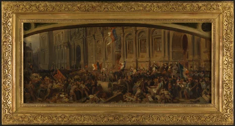 Lamartine stößt die rote Fahne am Hôtel de Ville zurück, 25. Februar