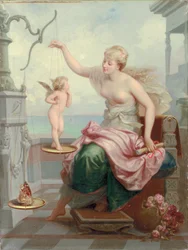 Cupidon gegen einen Schmetterling abwägen