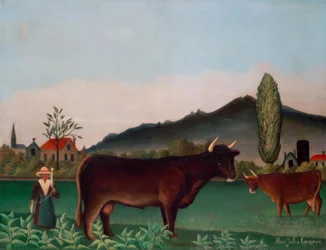 Landschaft mit Kühen