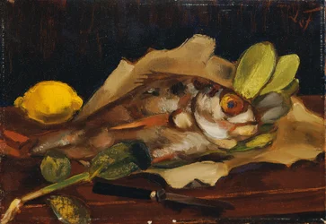 Fischstillleben mit Zitrone