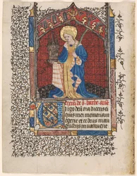 Blatt aus einem Stundenbuch: St. Barbara (6 von 6 ausgeschnittenen Blättern)