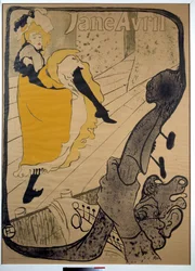 Jane Avril, aux jardins de Paris. Plakat von Henri de Toulouse-Lautrec (1864-1901). Dim. 1,30 x 0,95. 1893. Albi, Musee Toulouse Lautrec