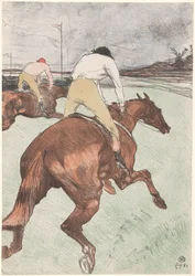 Zwei Jockeys zu Pferd