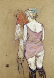 Zwei halbnackte Frauen im Maison de la Rue des Moulins