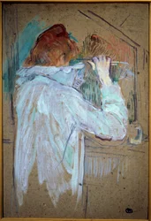 Frau beim Locken. Gemälde auf Karton von Henri de Toulouse Lautrec (1864-1901) 1891. Toulouse, Musée des Beaux Arts