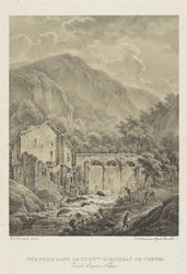 Berglandschaft mit Wassermühle bei Trier Vue prise dans le ci-dev. Électorate de Trèves