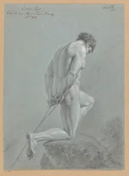 Kniender männlicher Akt, von der Seite gesehen (1. Preis 1809)