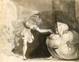 Galinthias überlistet Eileithyia durch die Ankündigung der Geburt des Herakles (Verso: Porträt von Mrs. Fuseli)