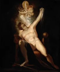 John Miltons Das verlorene Paradies, Satan und die Geburt der Sünde (Buch II, 746-758), Gemälde Nr. 6 aus der Milton-Galerie
