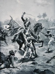 Leutnant Roberts erringt sein Victoria-Kreuz, 2. Januar 1858, Illustration aus „The History of the Nation“