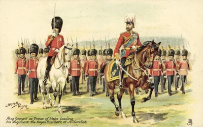König George V. als Prinz von Wales führt sein Regiment, die Royal Fusiliers, in Aldershot