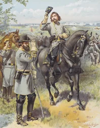 General Pickett nimmt den Befehl zum Angriff von General Longstreet entgegen, Schlacht von Gettysburg, 3. Juli 1863