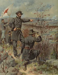 General Sherman am Kenesaw Mountain, Georgia, Amerikanischer Bürgerkrieg, 4. Oktober 1864 (Chromolithografie)