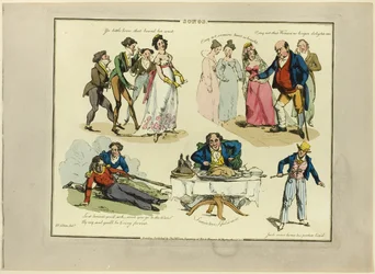 Tafel aus Illustrationen zu beliebten Liedern