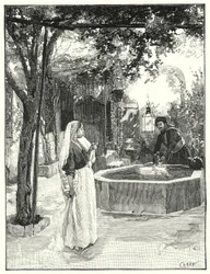 Hof eines Hauses in Damaskus (Lithografie)