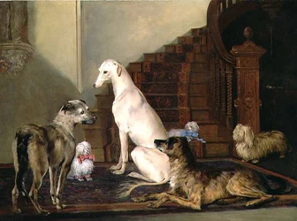 Warten am Fuß der Treppe