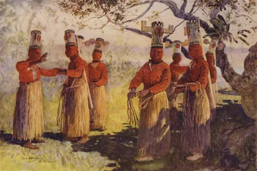 Maskierte Tänzer von Opaina, Fluss Apaporis, Brasilien