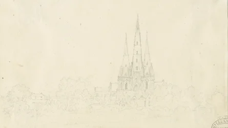 Lichfield Kathedrale - Ostansicht: Bleistiftzeichnung, undatiert [?19. Jahrhundert]