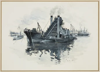 Ein Bagger in den Salford Docks