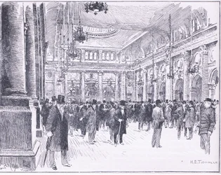 Im Inneren der Royal Exchange in Manchester, Illustration aus Cassells Geschichte Englands, 1900er Jahre