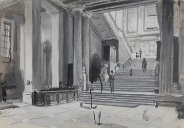 Innenansicht des Britischen Museums mit der Haupttreppe, 1884
