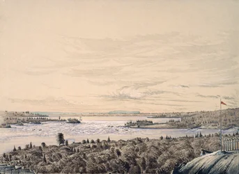 Sault de Ste. Marie zwischen den Seen Huron und Superior, 1842