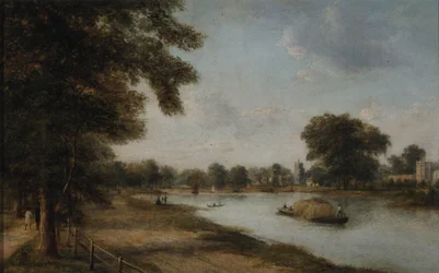 Twickenham, Middlesex mit der Church Ferry, Orleans House und Eel Pie Island, 1868