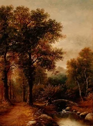 Ein Angler an einem Waldstrom