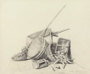 Stillleben mit Schubkarre und Körben, 27. April 1840