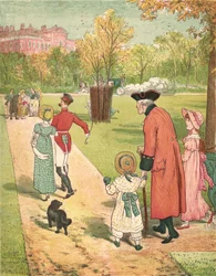 Laufen, um die Prinzessin zu sehen (Farblithographie)