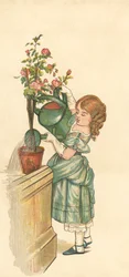 Die Prinzessin im Garten (Farblithographie)