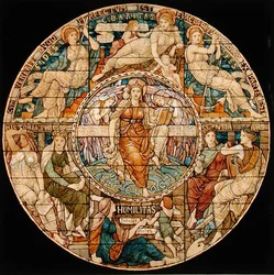 Entwurf für ein Buntglasfenster für ein theologisches College in New Jersey, USA