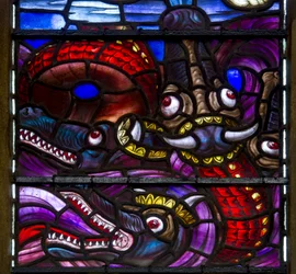 Yeovil, St. Johannes der Täufer, Die Drachen (Detail), 1917-18