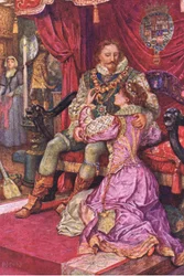 Amy untersucht die Befehle des Earl of Leicester, Illustration aus Kenilworth, ca. 1910