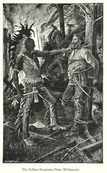 Der Indianer bedroht Peter Williamson