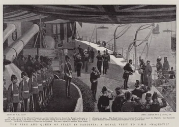 Der König und die Königin von Italien in Sardinien, ein königlicher Besuch auf der HMS Majestic