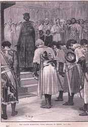 Die Barone unterbreiten ihre Forderungen an Heinrich, 1258 n. Chr.