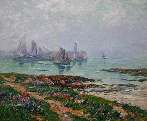 Küstenlandschaft mit Fischerbooten
