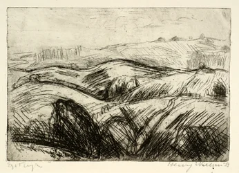 Stark hügelige Landschaft