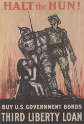 Stoppt den Hunnen! Kauft US-Regierungsanleihen, Dritter Liberty Loan, ca. 1918