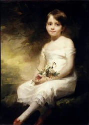 Porträt von Nancy Graham oder kleines Mädchen mit Blumen, englische Schule, 19. Jahrhundert. 0,91 x 0,71 m, Paris, Musée du Louvre.