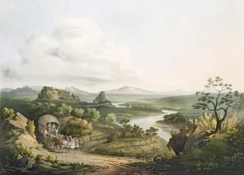 Eine Ansicht in der Nähe des Roode Sand Pass am Kap der Guten Hoffnung, graviert von J. Bluck, 1809