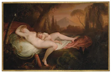 Venus und Amor in einer bewaldeten Landschaft