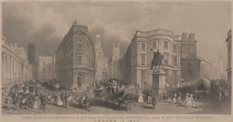 Die Bank of England und die Royal Exchange, Cornhill