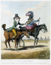 Liebe und Wind - in „Karikaturen englischer Reitmanieren“, ill. von H. W. Bunbury, ed. John Stockdale