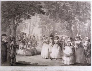 Die Gärten von Carlton House mit neapolitanischen Balladensängern, graviert von William Dickinson, 1784