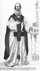 Porträt von Pierre Eugene Ventras (1807-1875) (Pierre-Michel-Elijah), Arbeiter, der vorgibt, die Reinkarnation des Propheten Elie zu sein, Zeichnung von Henry de Malvost aus „Satanismus und Magie“ von Jules Bois 1895