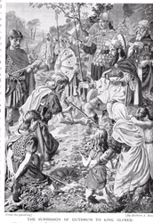 Die Unterwerfung von Guthrum vor König Alfred, Illustration aus 