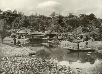 Das Ha-Kei-Tei Gasthaus und Garten in Hikone, 1910
