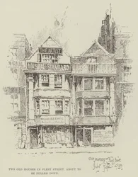 Zwei alte Häuser in der Fleet Street, die abgerissen werden sollen